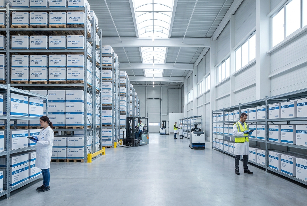 Bodega de UDX con inventario de equipos de diagnóstico en México